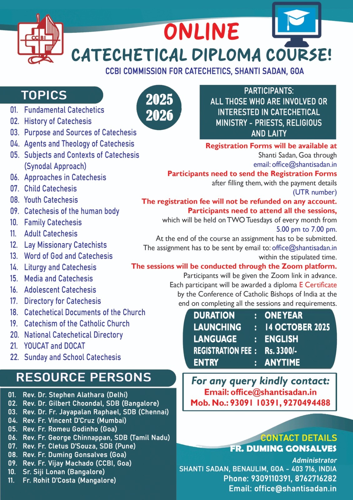 CATECHETICAL DIPLOMA COURSE!