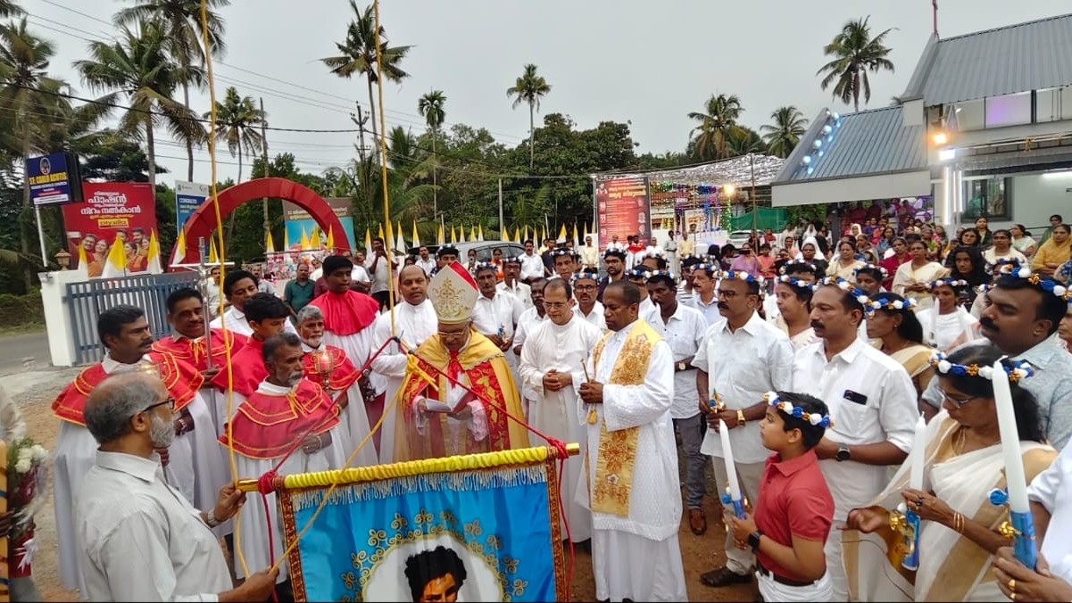 Feast Flag Hoisted at the First Church Dedicated to Saint Carlo Acutis